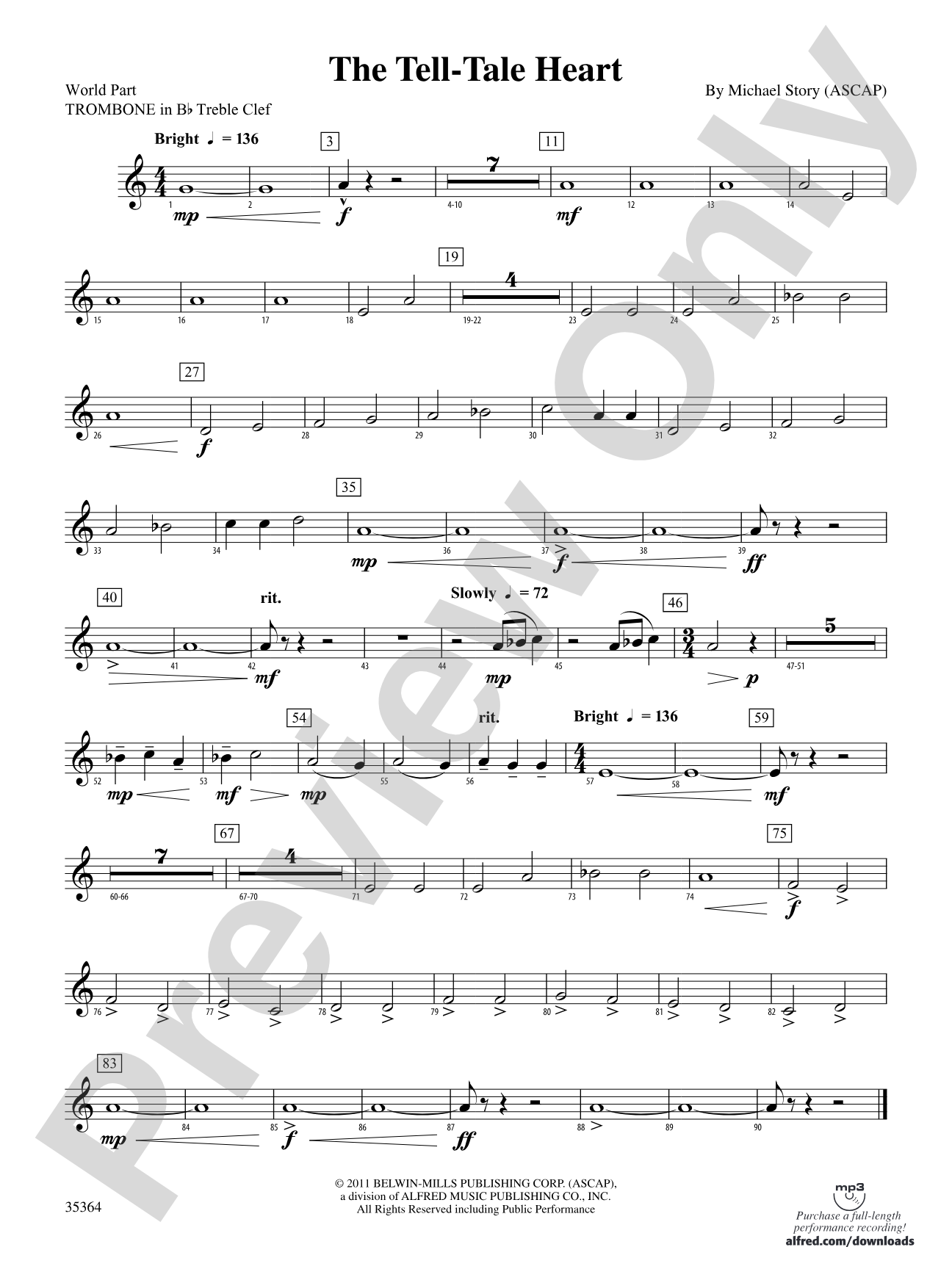 The Tell-Tale Heart: (wp) 1st B-flat Trombone T.C.