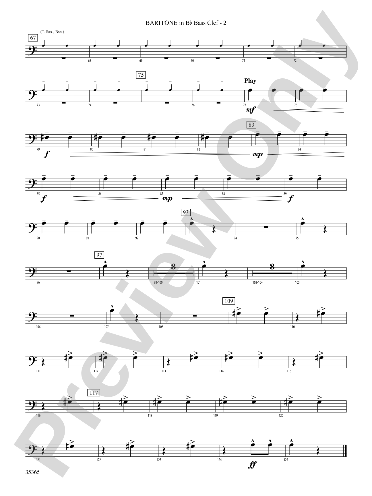 Ritual Fire Dance (From El Amor Brujo): (wp) B-flat Baritone B.C.