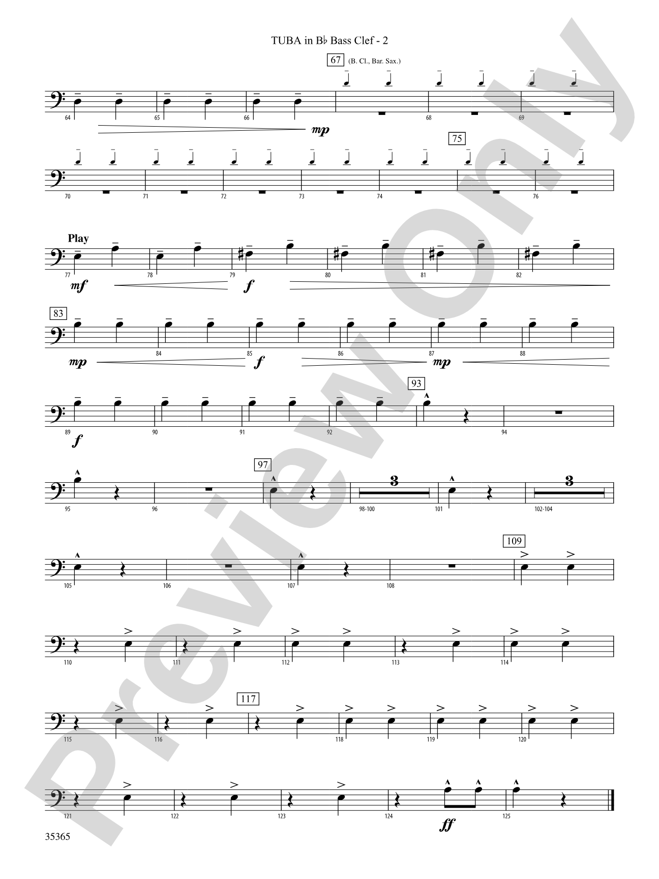 Ritual Fire Dance (From El Amor Brujo): (wp) B-flat Tuba B.C.