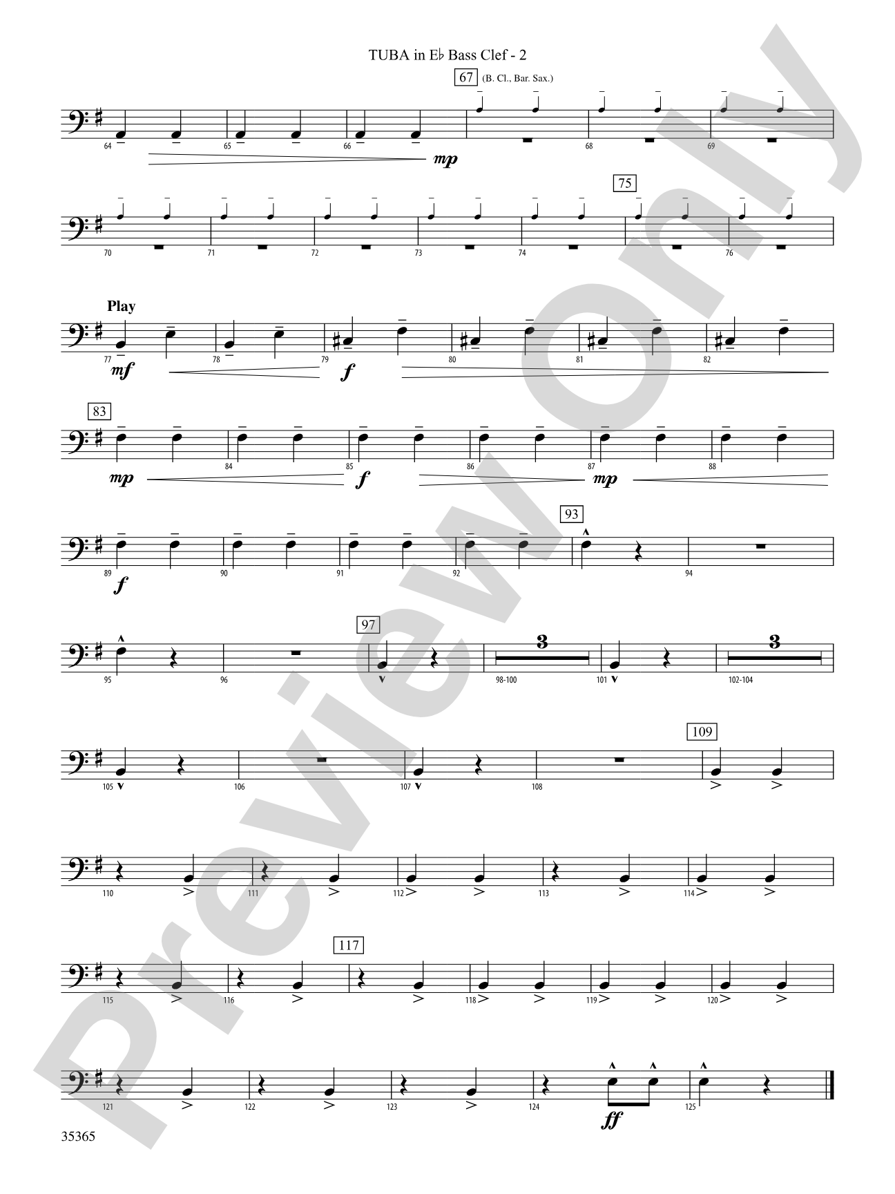 Ritual Fire Dance (From El Amor Brujo): (wp) E-flat Tuba B.C.