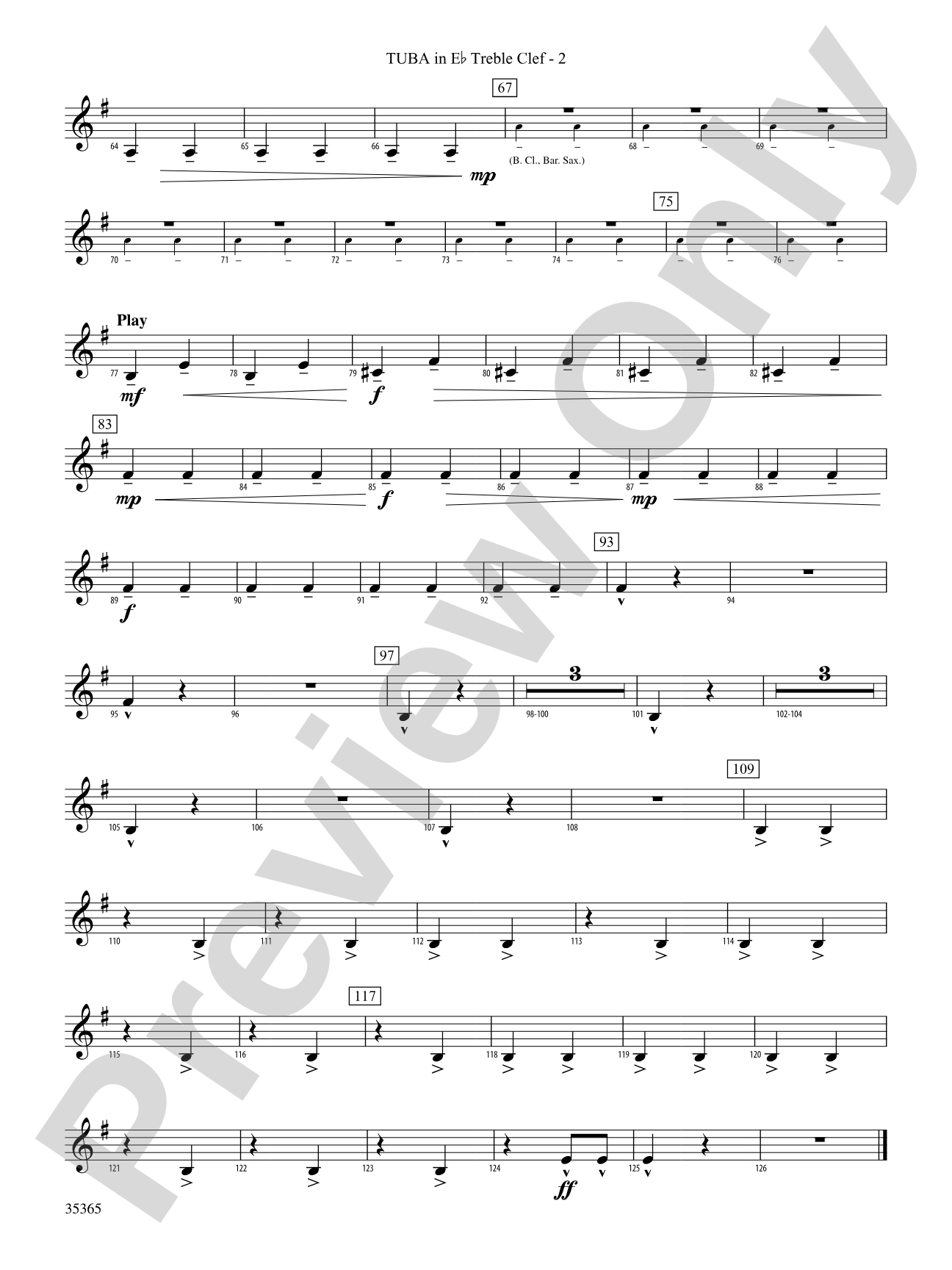 Ritual Fire Dance (From El Amor Brujo): (wp) E-flat Tuba T.C.