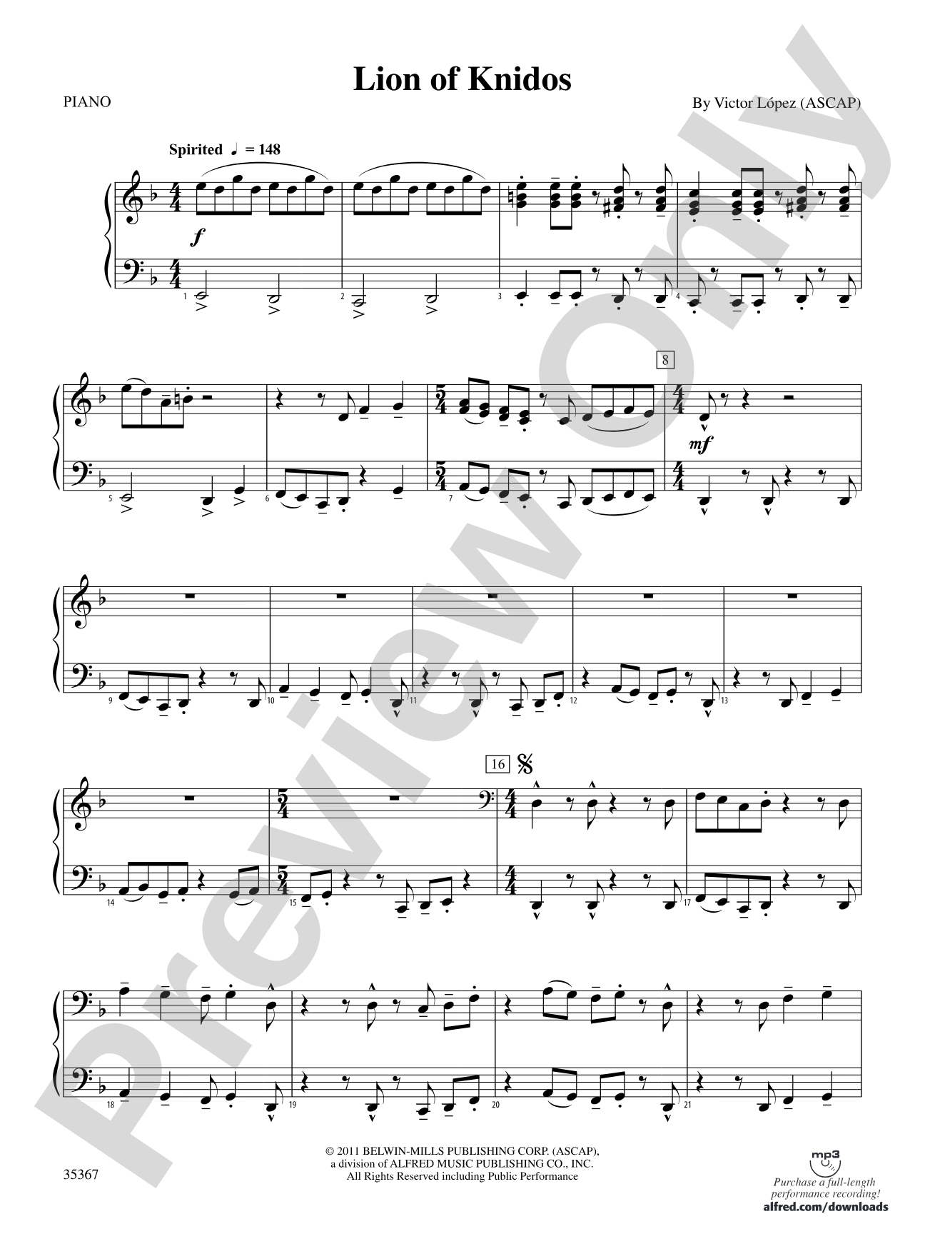 Lion of Knidos: Piano Accompaniment