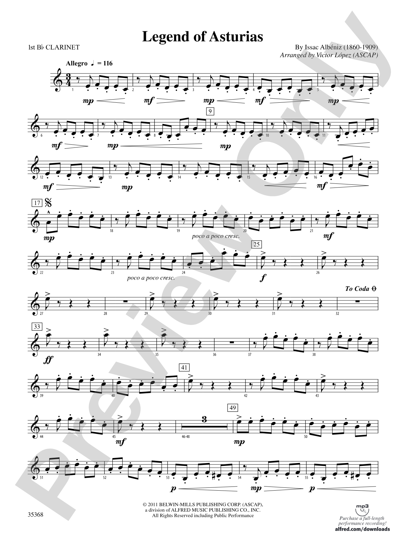 The Legend of Asturias: 1st B-flat Clarinet