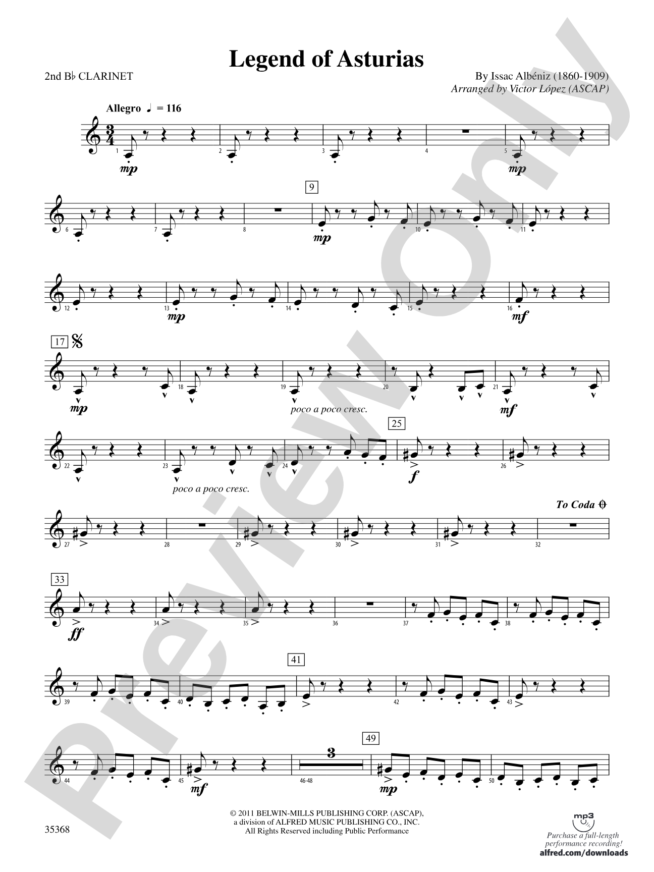 The Legend of Asturias: 2nd B-flat Clarinet