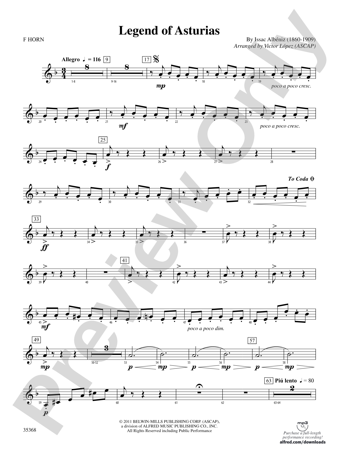 The Legend of Asturias: 1st F Horn