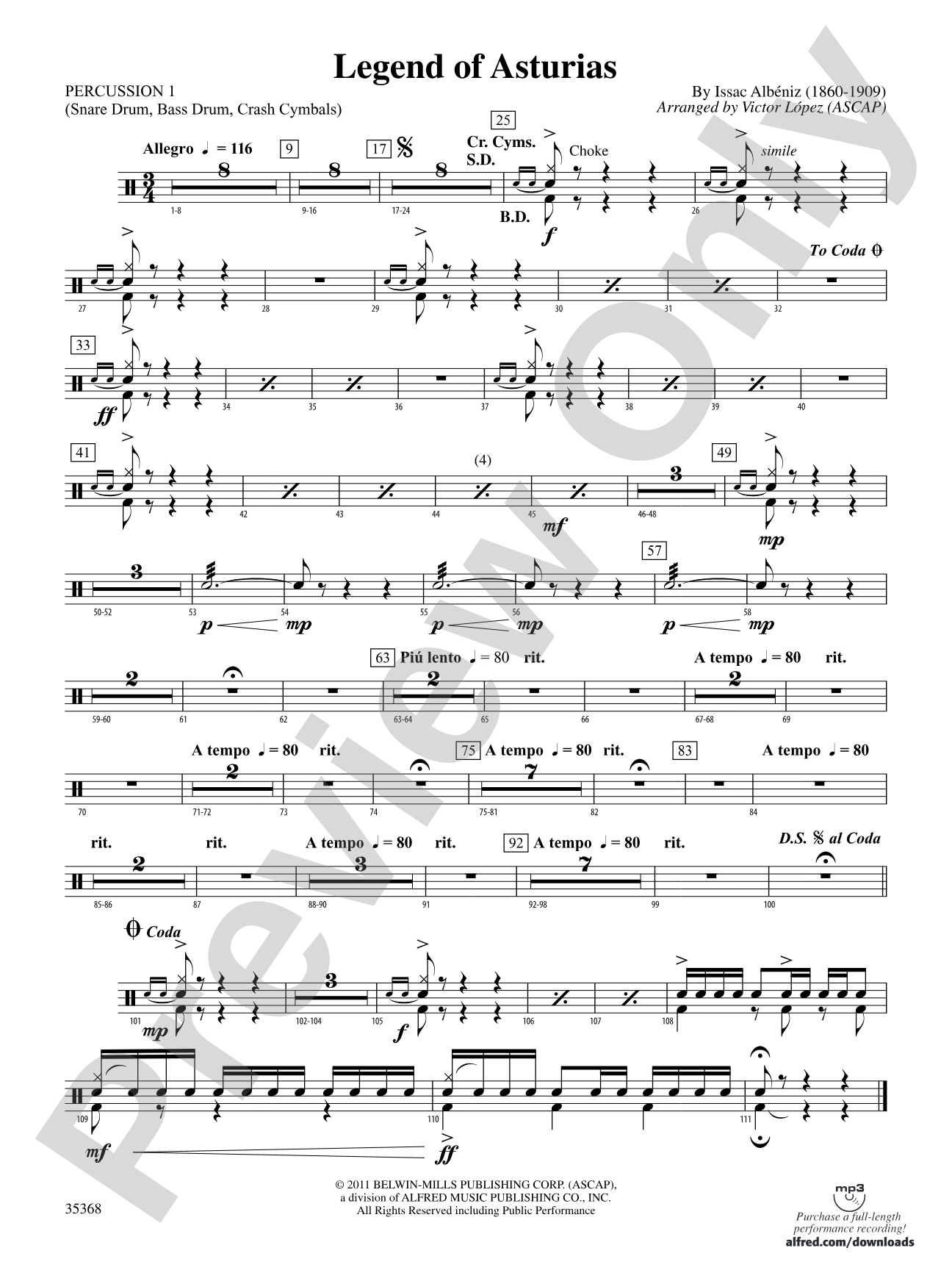 The Legend of Asturias: 1st Percussion