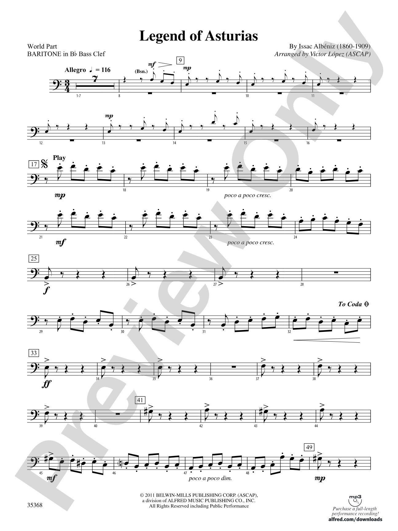 The Legend of Asturias: (wp) B-flat Baritone B.C.