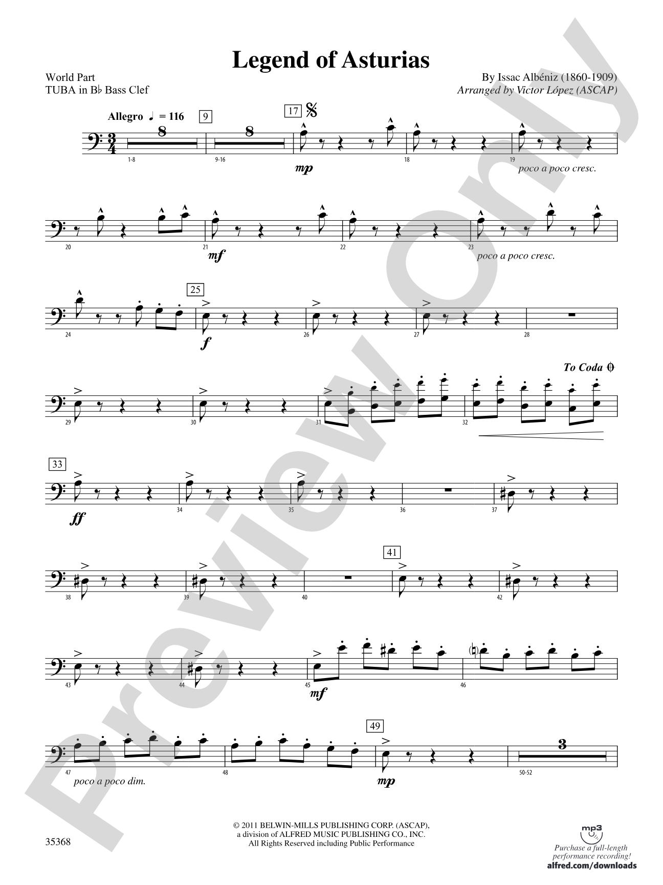 The Legend of Asturias: (wp) B-flat Tuba B.C.