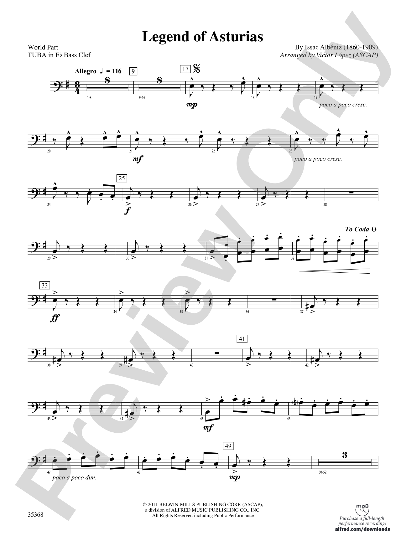 The Legend of Asturias: (wp) E-flat Tuba B.C.