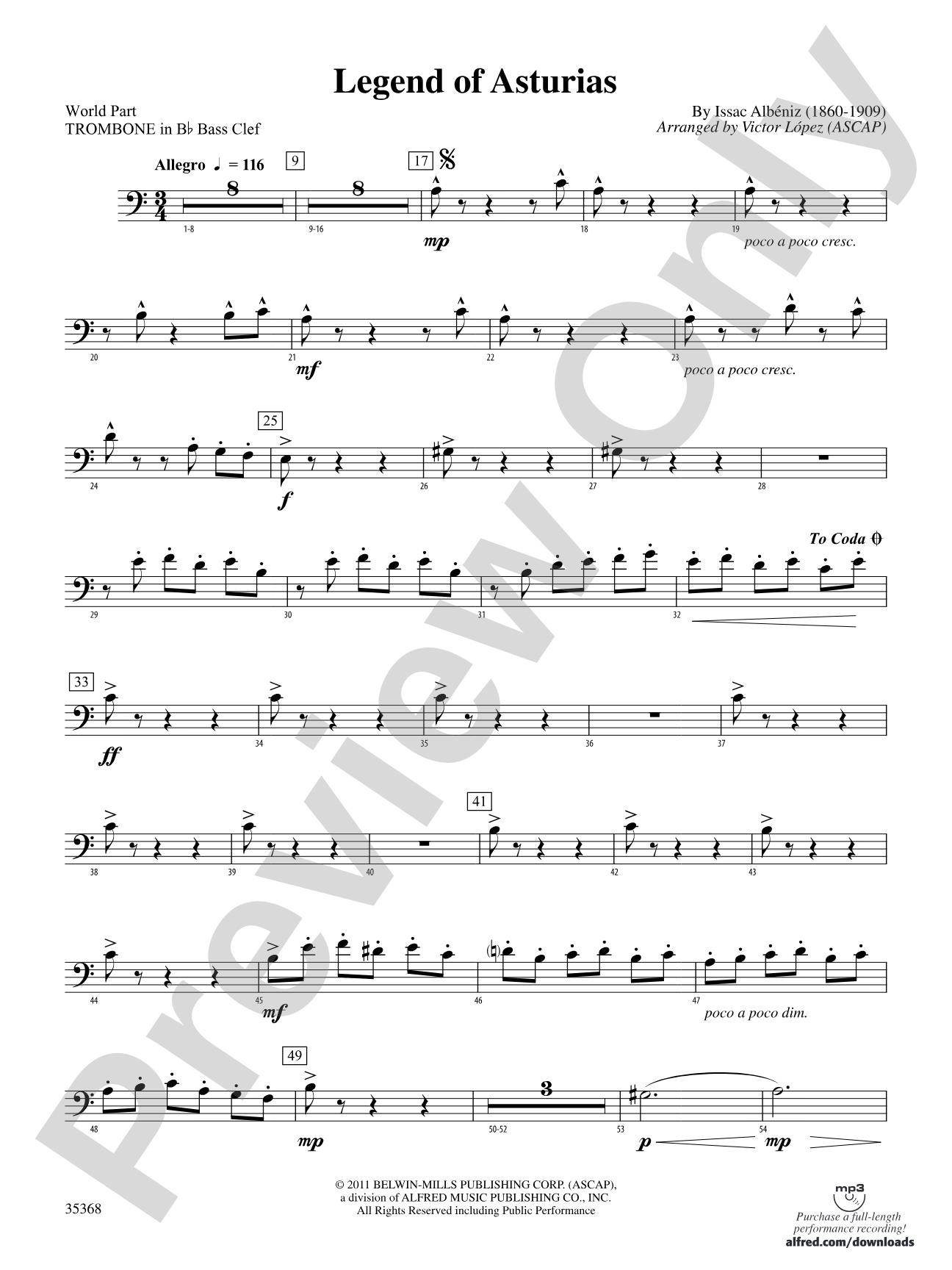 The Legend of Asturias: (wp) 1st B-flat Trombone B.C.