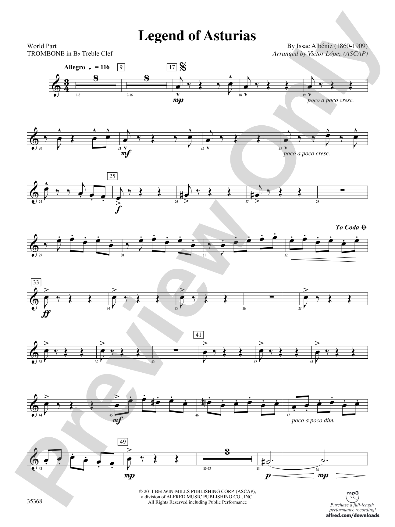 The Legend of Asturias: (wp) 1st B-flat Trombone T.C.