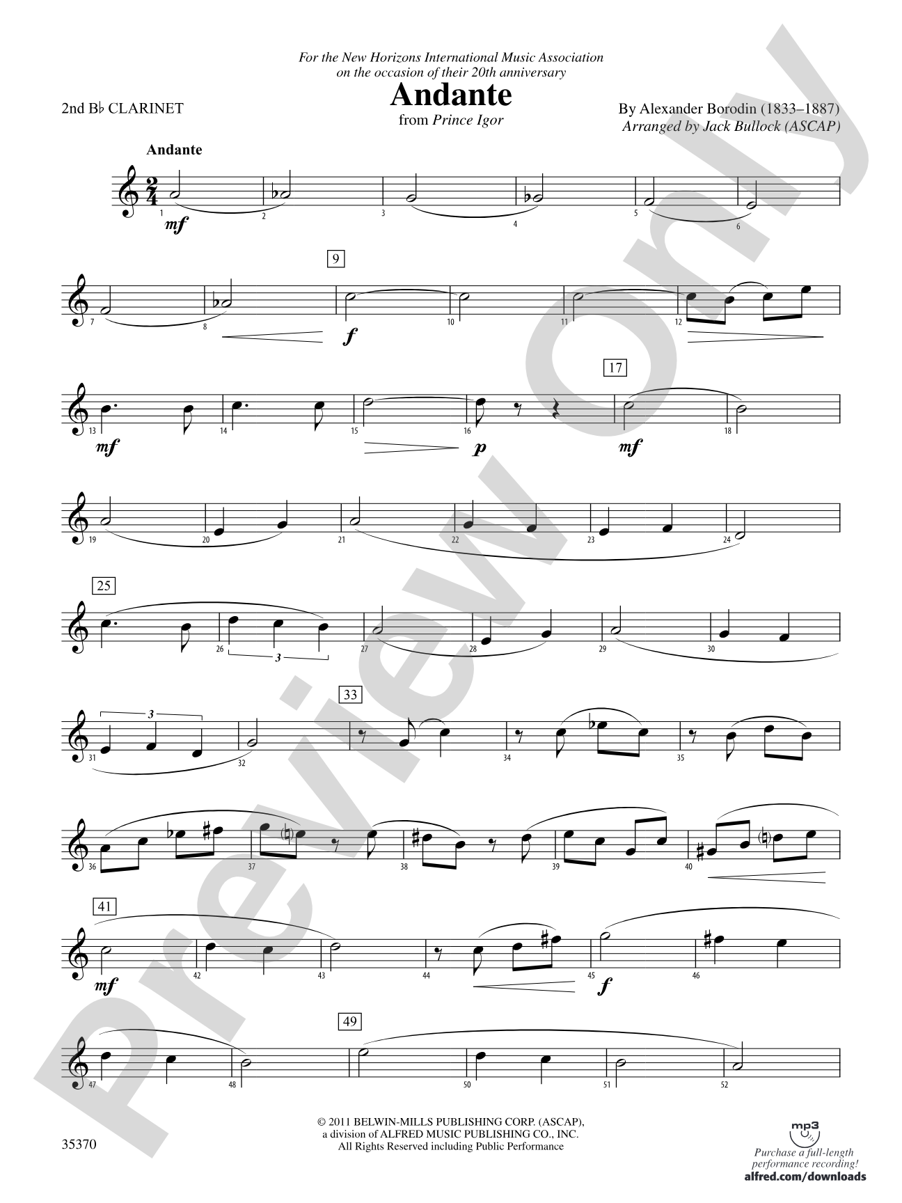 Andante (from Prince Igor): 2nd B-flat Clarinet