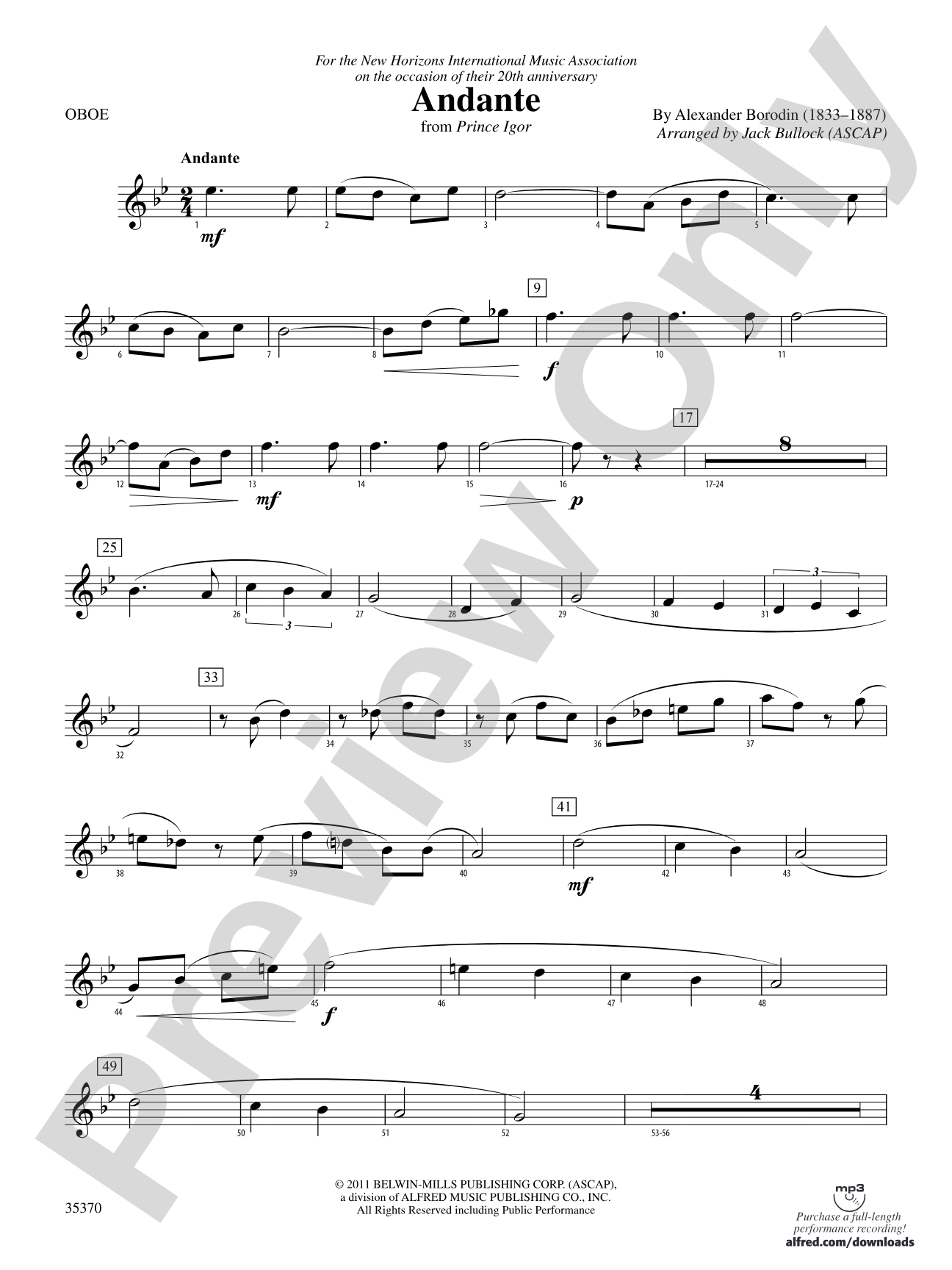 Andante (from Prince Igor): Oboe