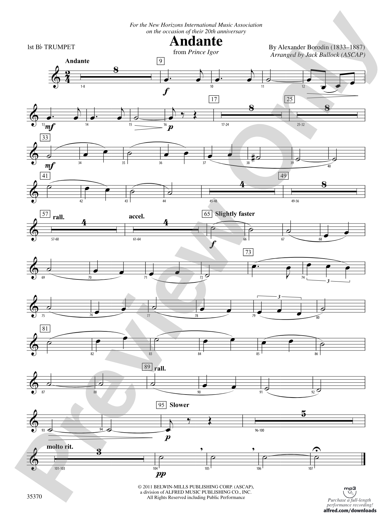 Andante (from Prince Igor): 1st B-flat Trumpet