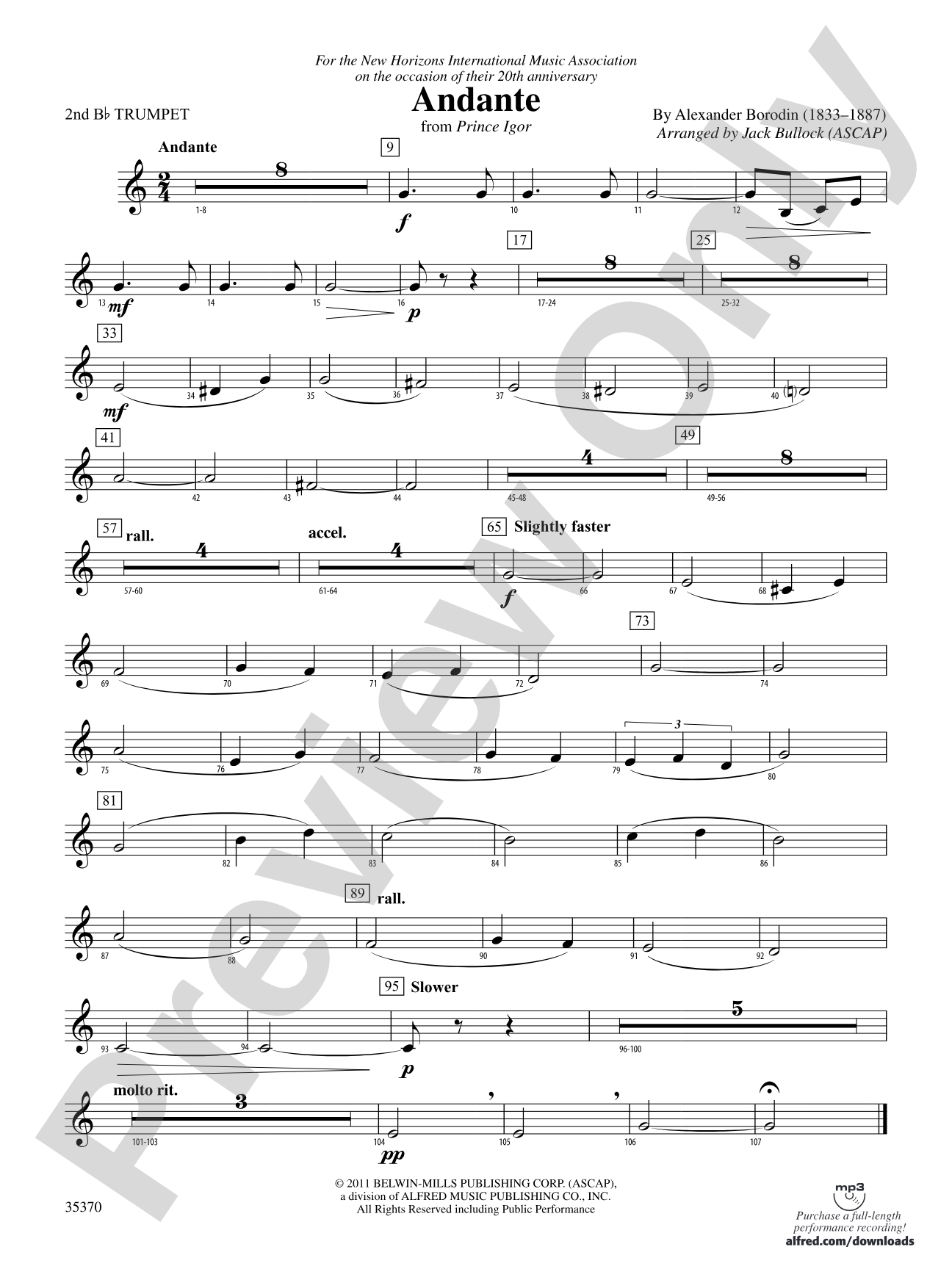 Andante (from Prince Igor): 2nd B-flat Trumpet