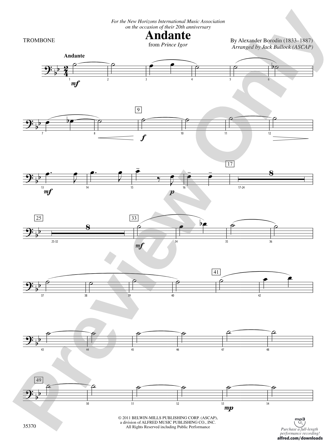 Andante (from Prince Igor): 1st Trombone