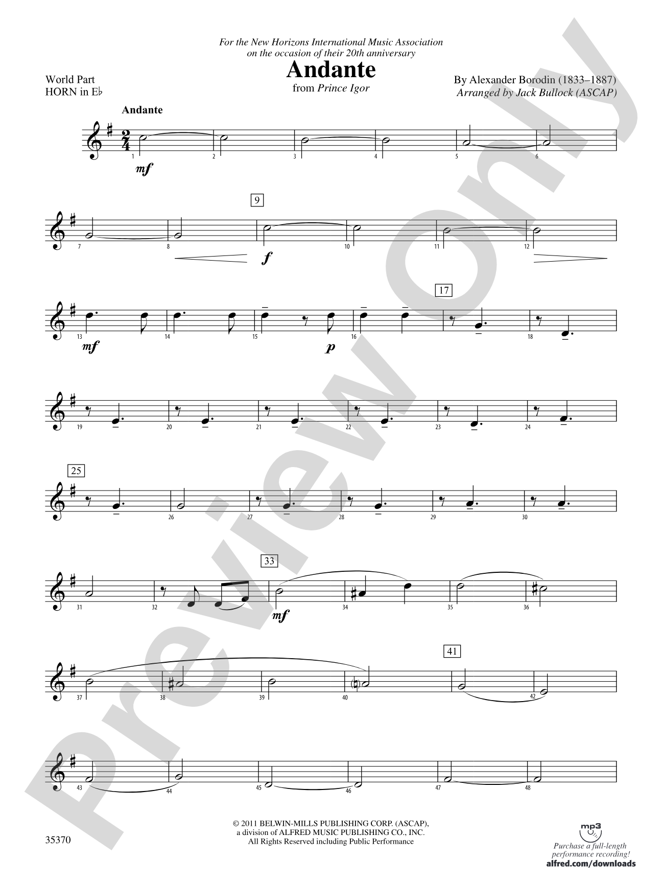 Andante (from Prince Igor): (wp) 1st Horn in E-flat