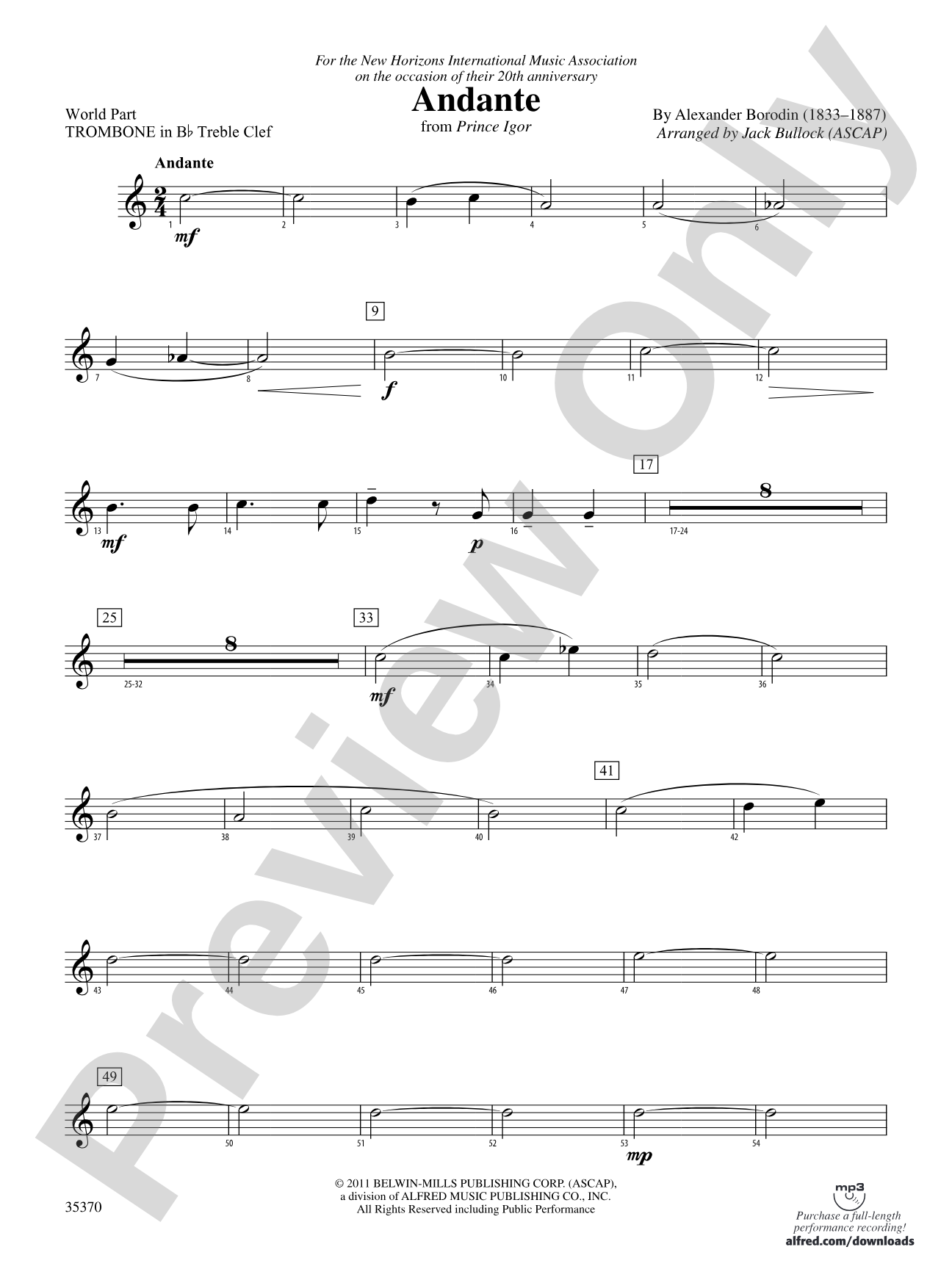Andante (from Prince Igor): (wp) 1st B-flat Trombone T.C.