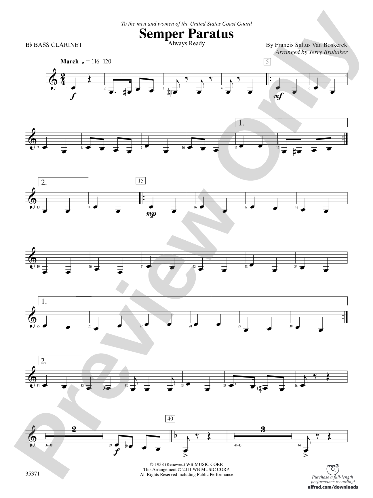 Semper Paratus: B-flat Bass Clarinet