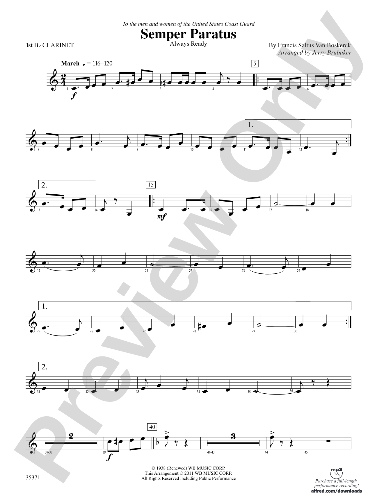 Semper Paratus: 1st B-flat Clarinet