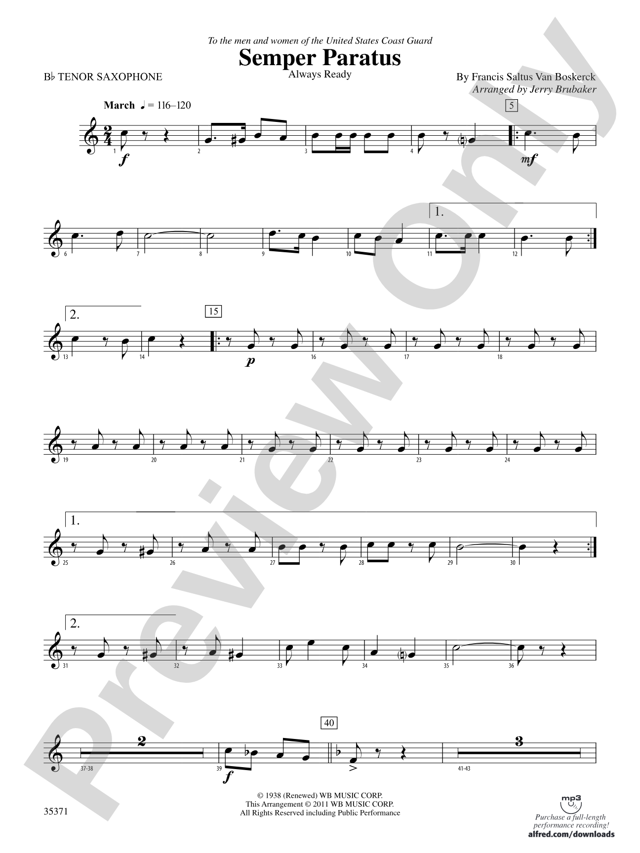 Semper Paratus: B-flat Tenor Saxophone