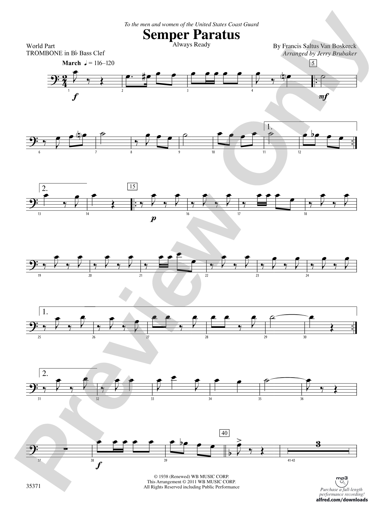Semper Paratus: (wp) 1st B-flat Trombone B.C.