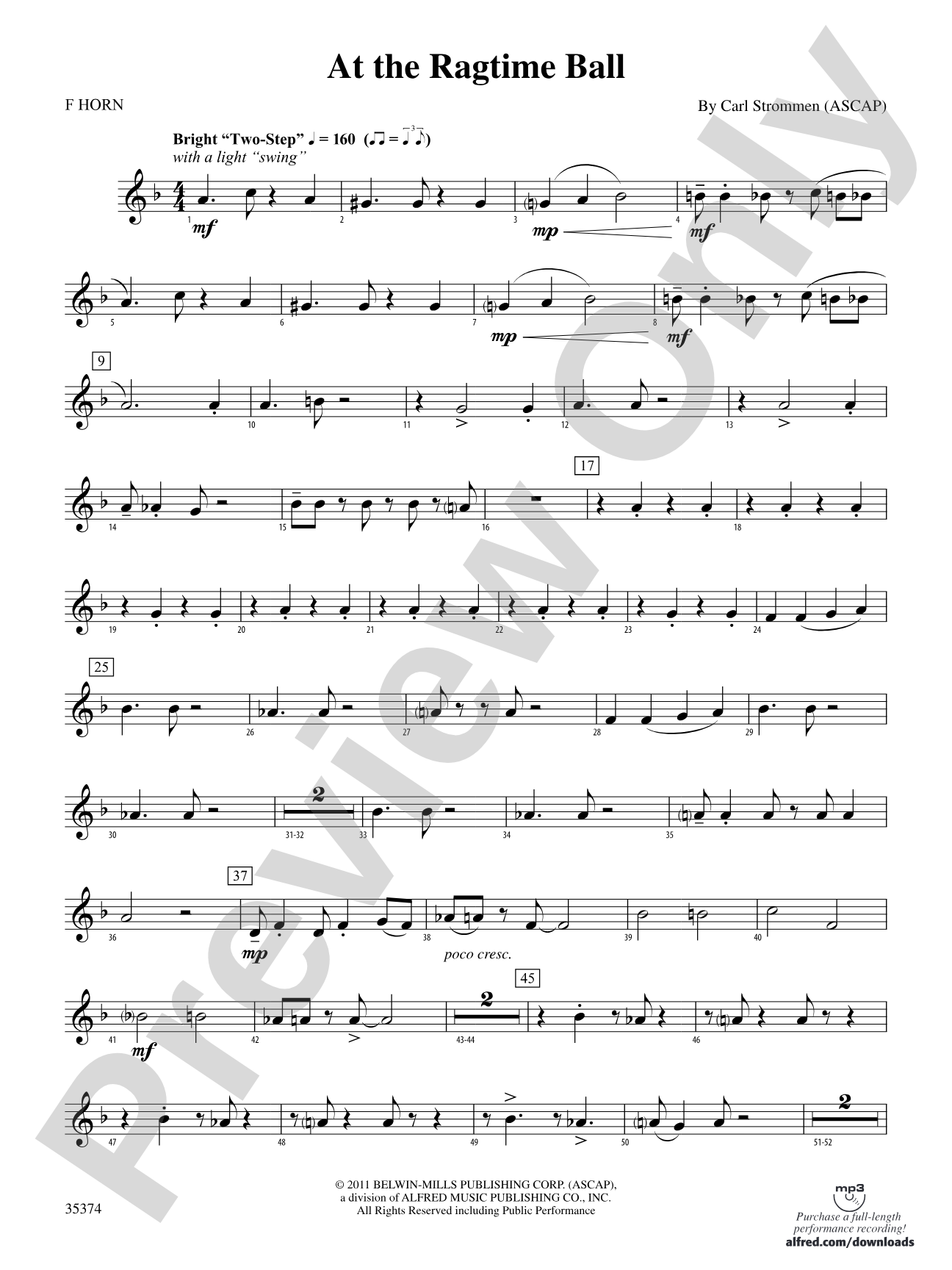 At the Ragtime Ball: 1st F Horn