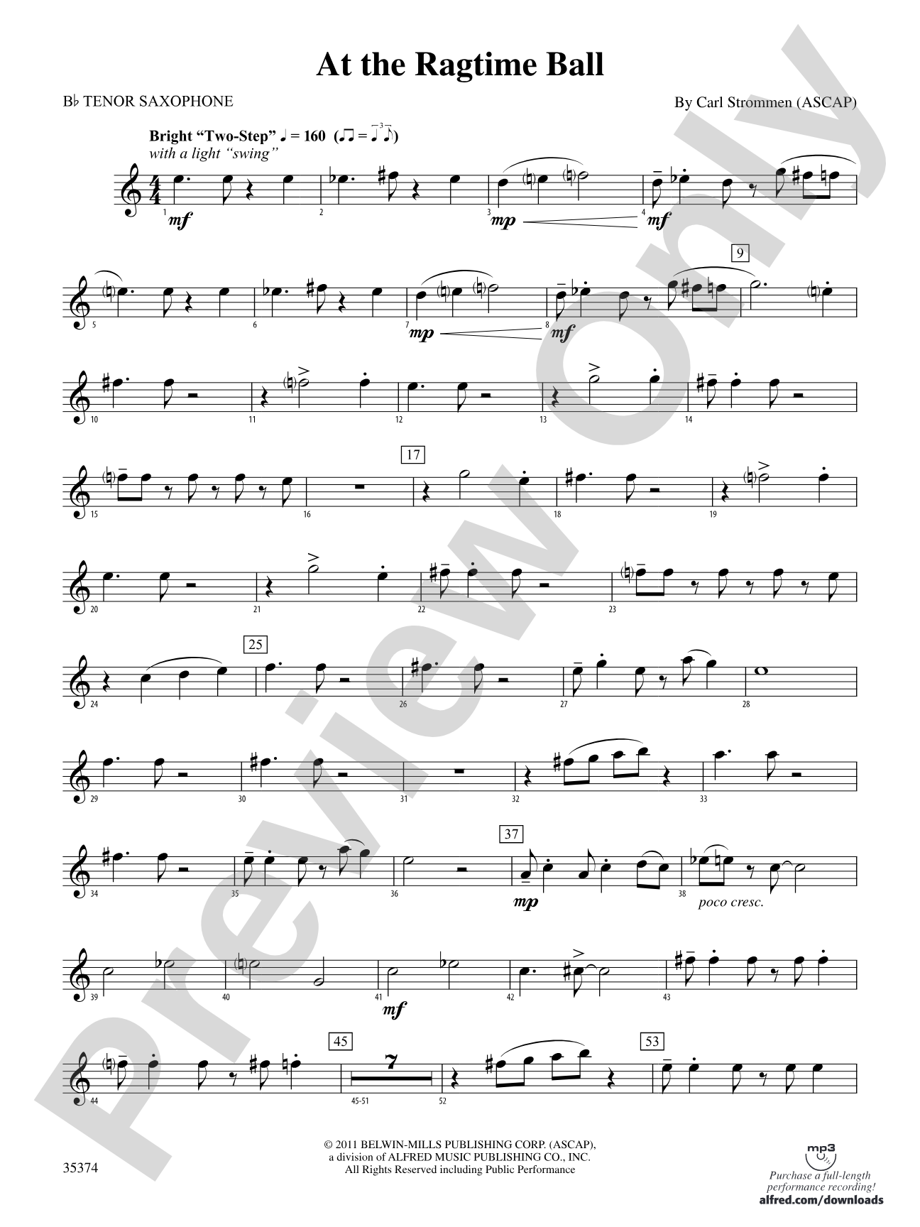 At the Ragtime Ball: B-flat Tenor Saxophone