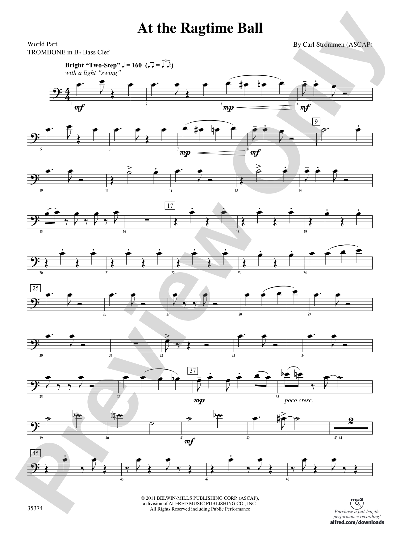 At the Ragtime Ball: (wp) 1st B-flat Trombone B.C.