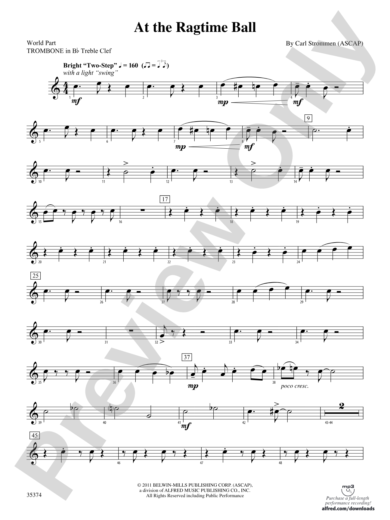 At the Ragtime Ball: (wp) 1st B-flat Trombone T.C.