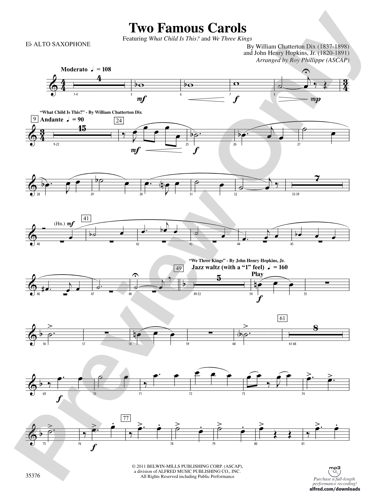 Two Famous Carols: E-flat Alto Saxophone