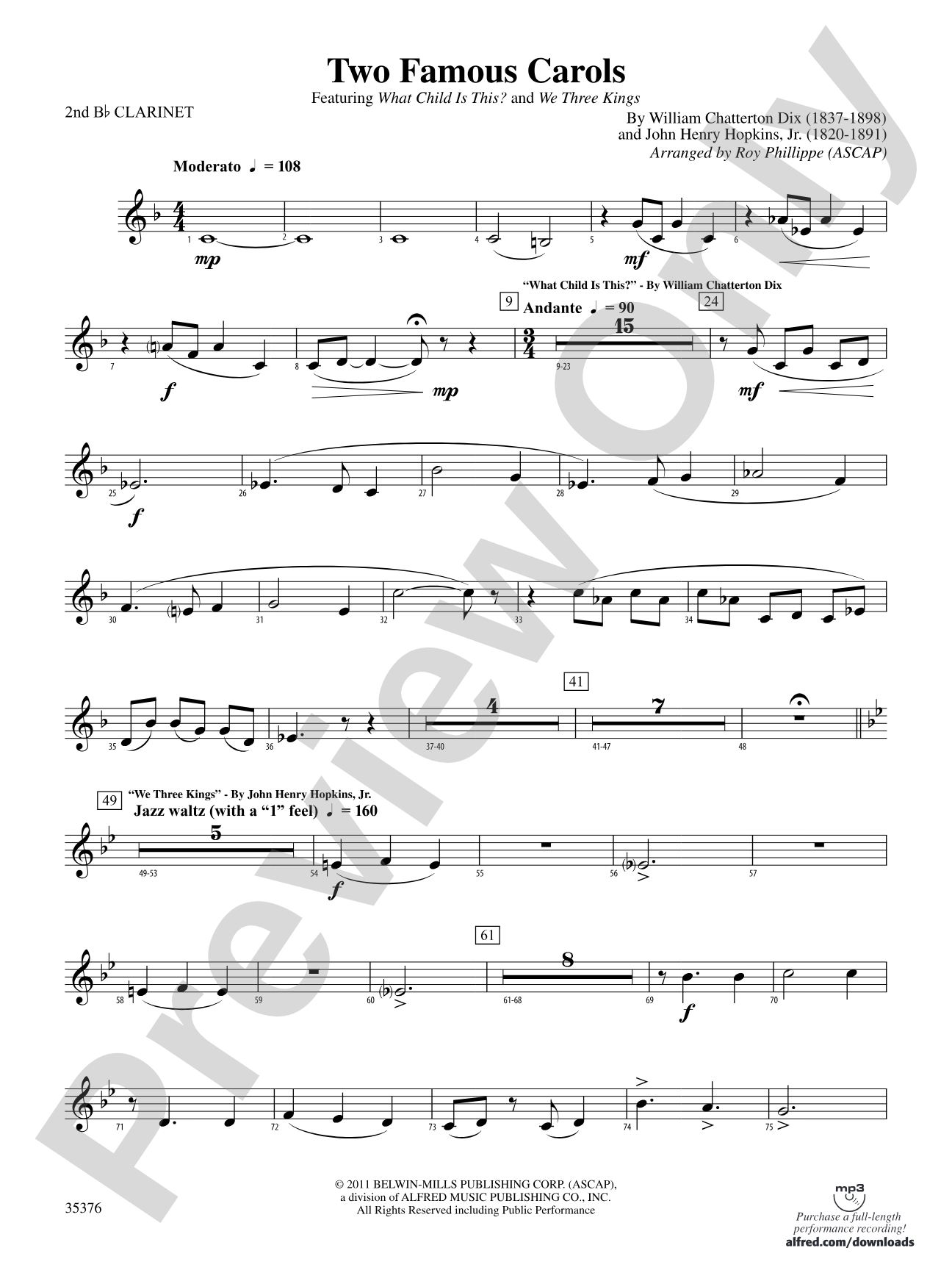 Two Famous Carols: 2nd B-flat Clarinet