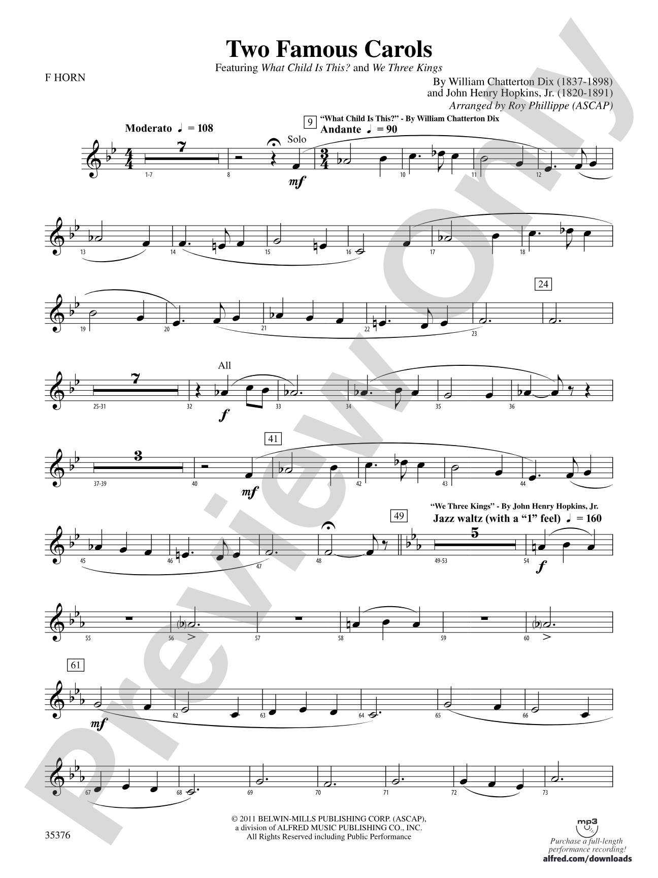 Two Famous Carols: 1st F Horn