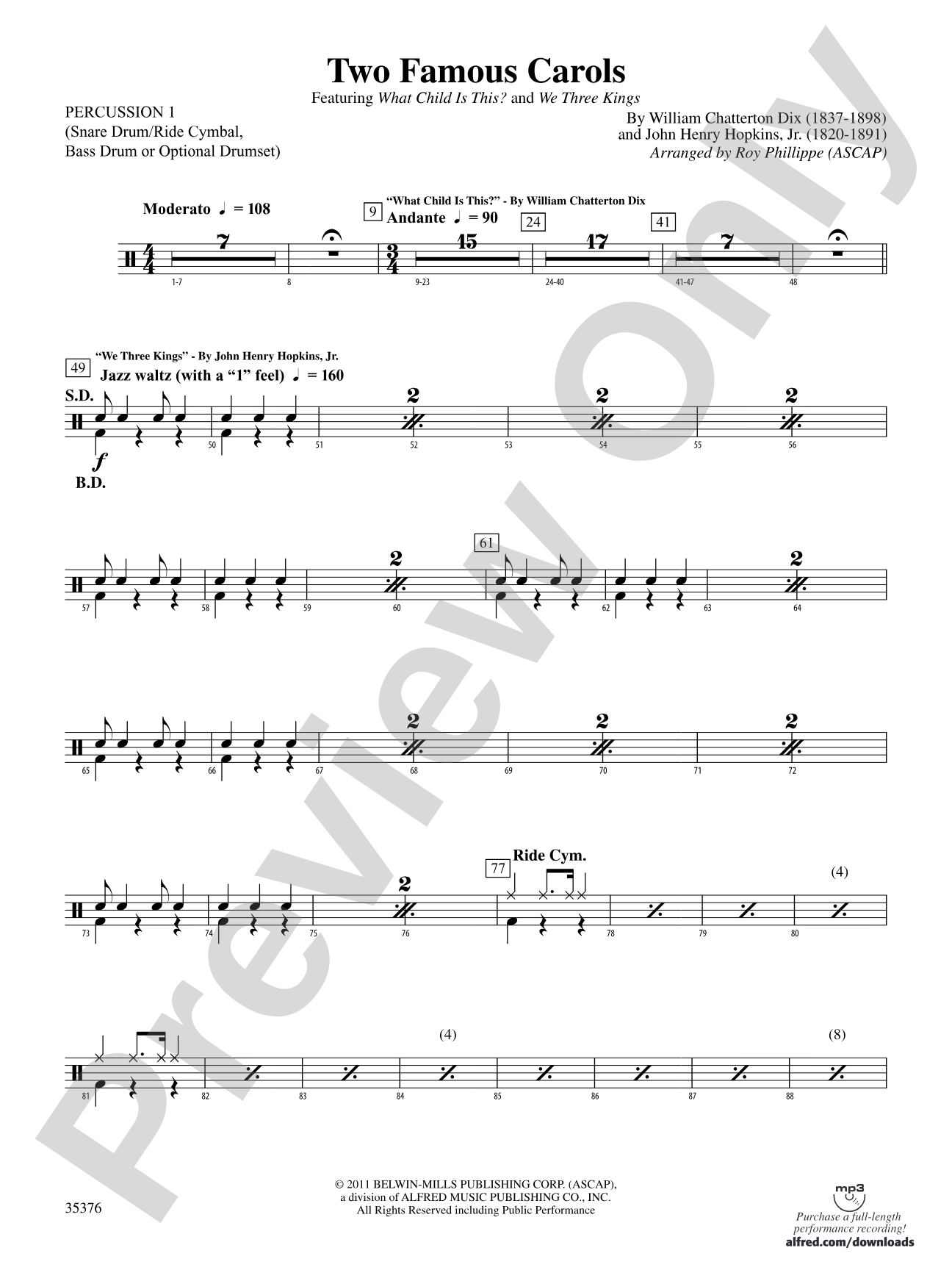 Two Famous Carols: 1st Percussion