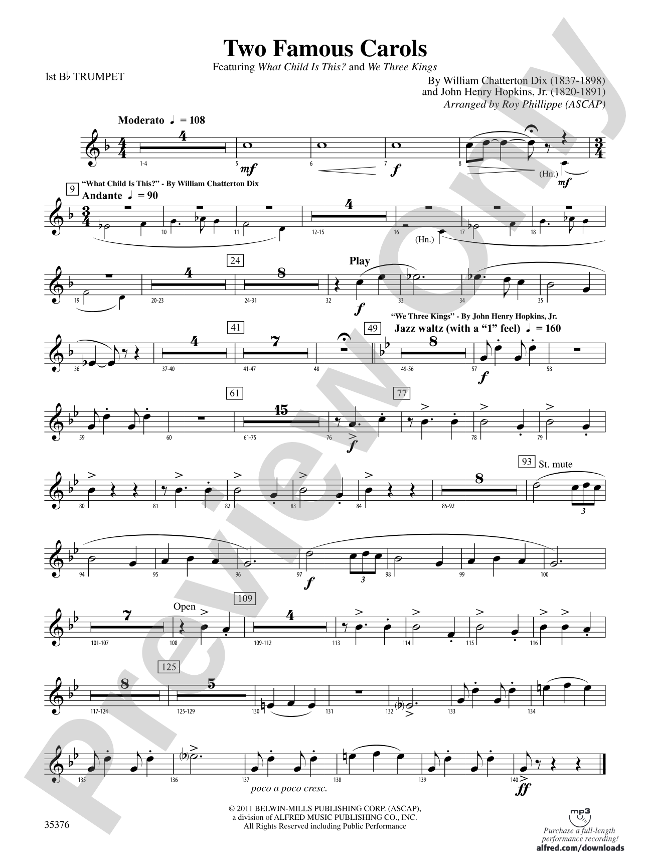 Two Famous Carols: 1st B-flat Trumpet