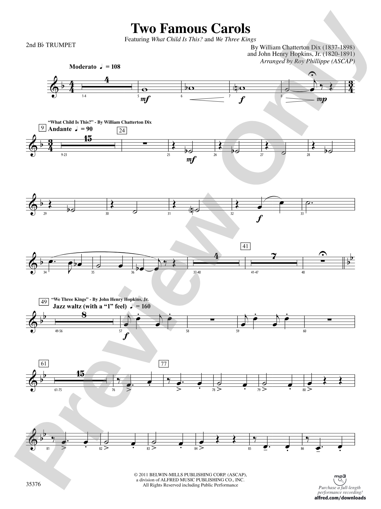 Two Famous Carols: 2nd B-flat Trumpet