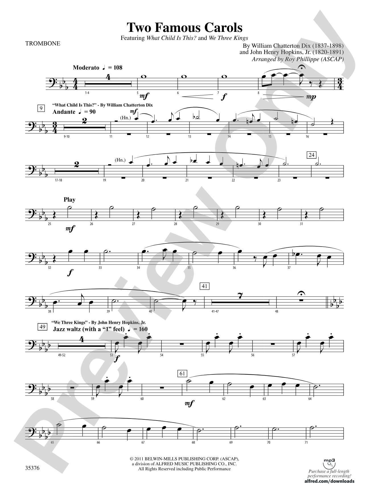 Two Famous Carols: 1st Trombone