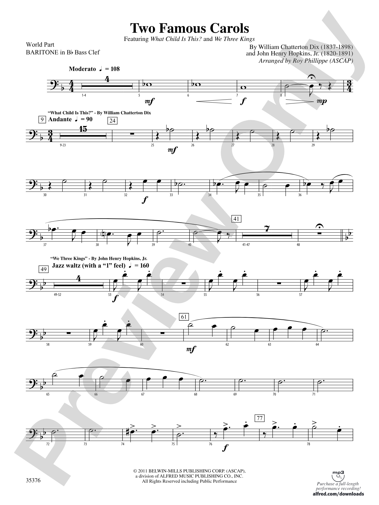 Two Famous Carols: (wp) B-flat Baritone B.C.