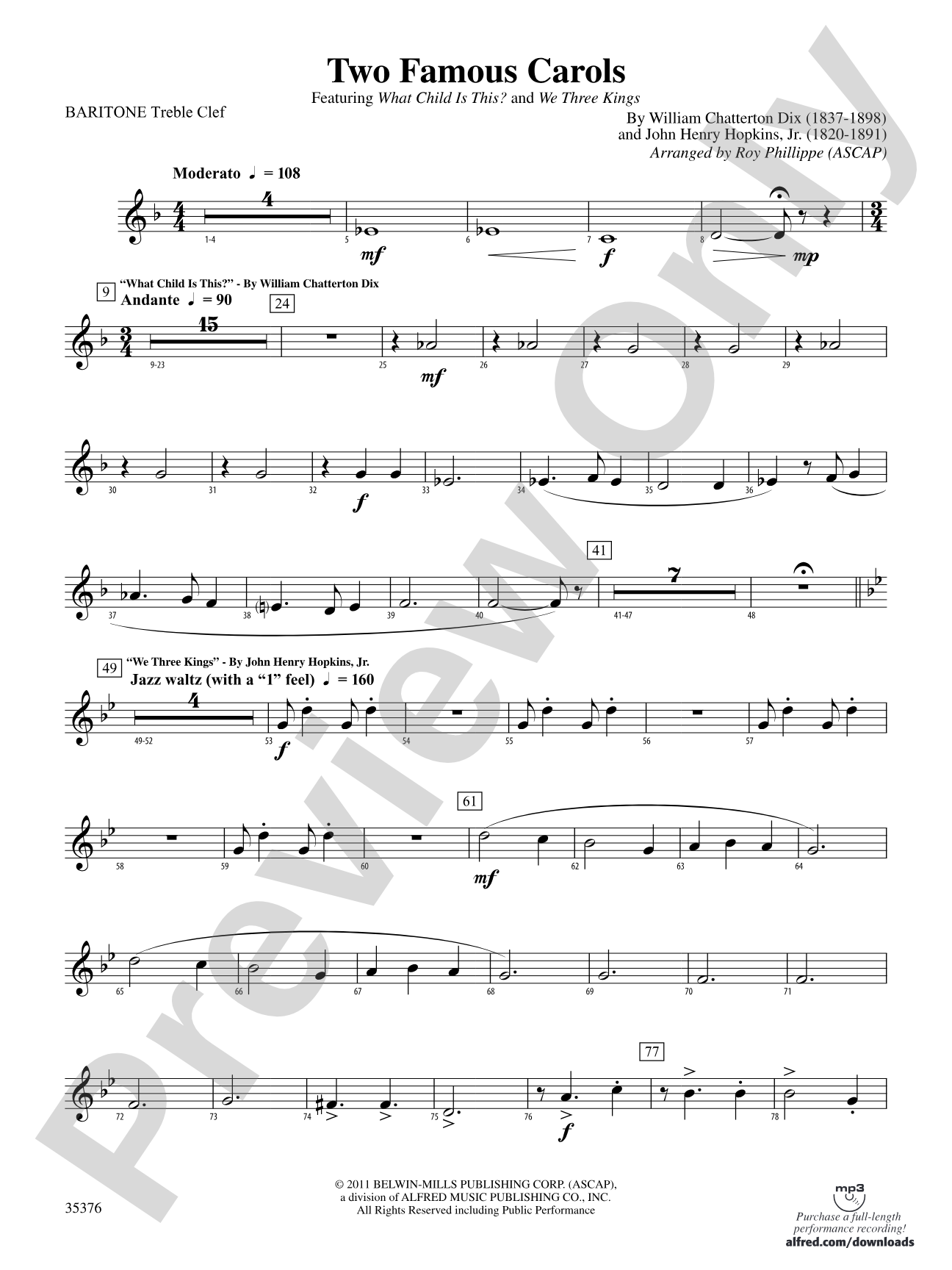 Two Famous Carols: (wp) Baritone T.C.