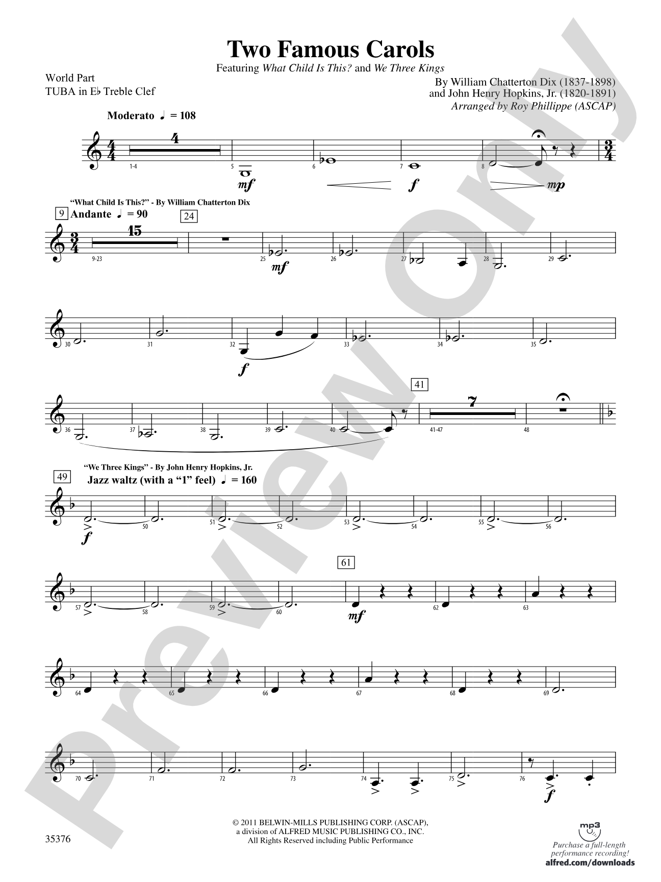 Two Famous Carols: (wp) E-flat Tuba T.C.