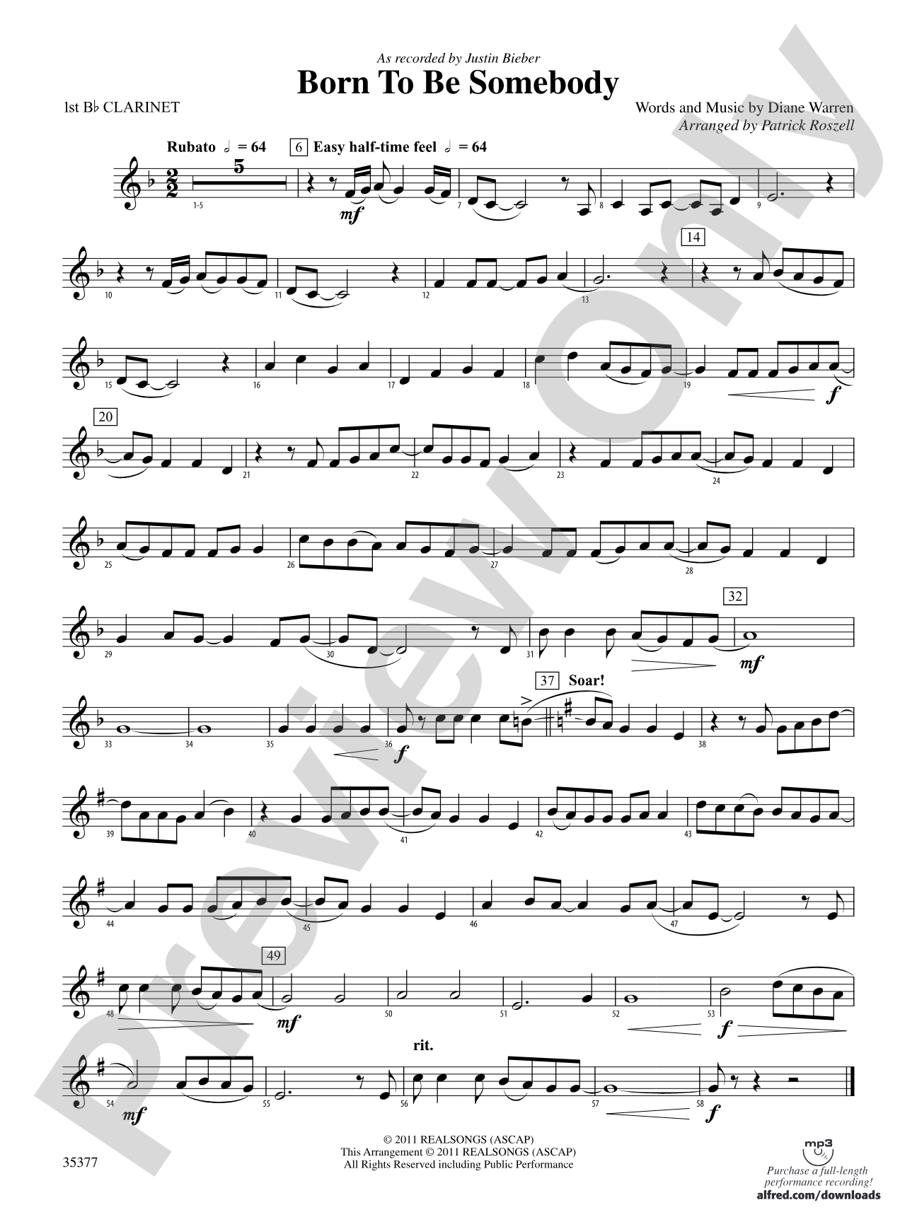 Born to be Somebody: 1st B-flat Clarinet