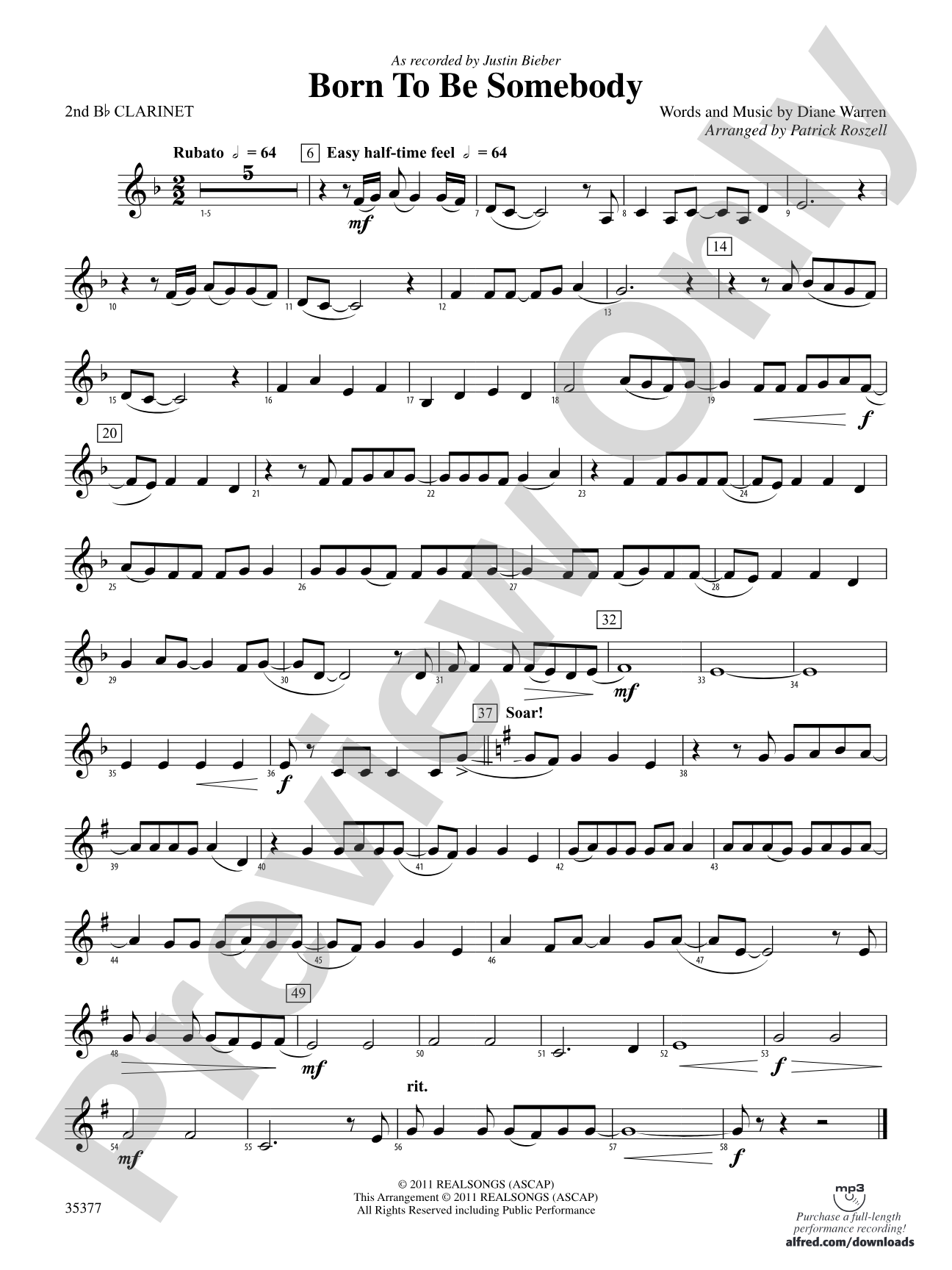 Born to be Somebody: 2nd B-flat Clarinet