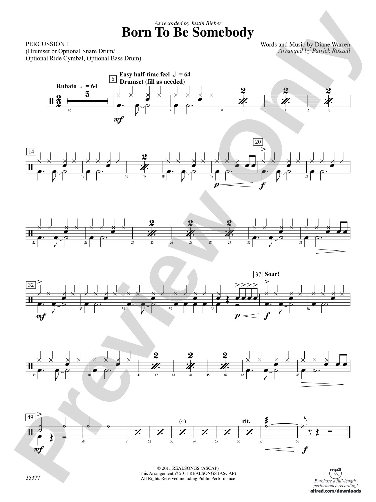 Born to be Somebody: 1st Percussion
