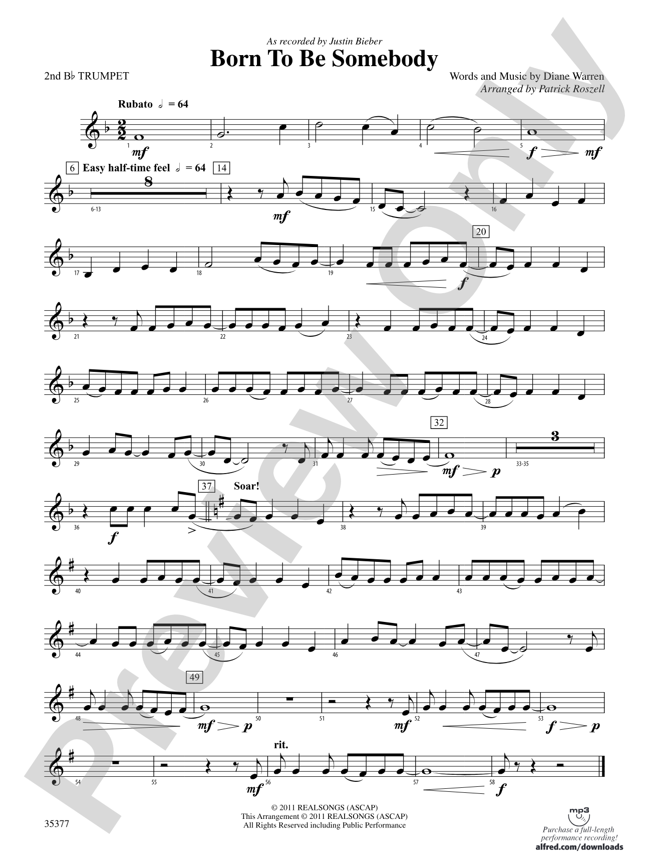 Born to be Somebody: 2nd B-flat Trumpet