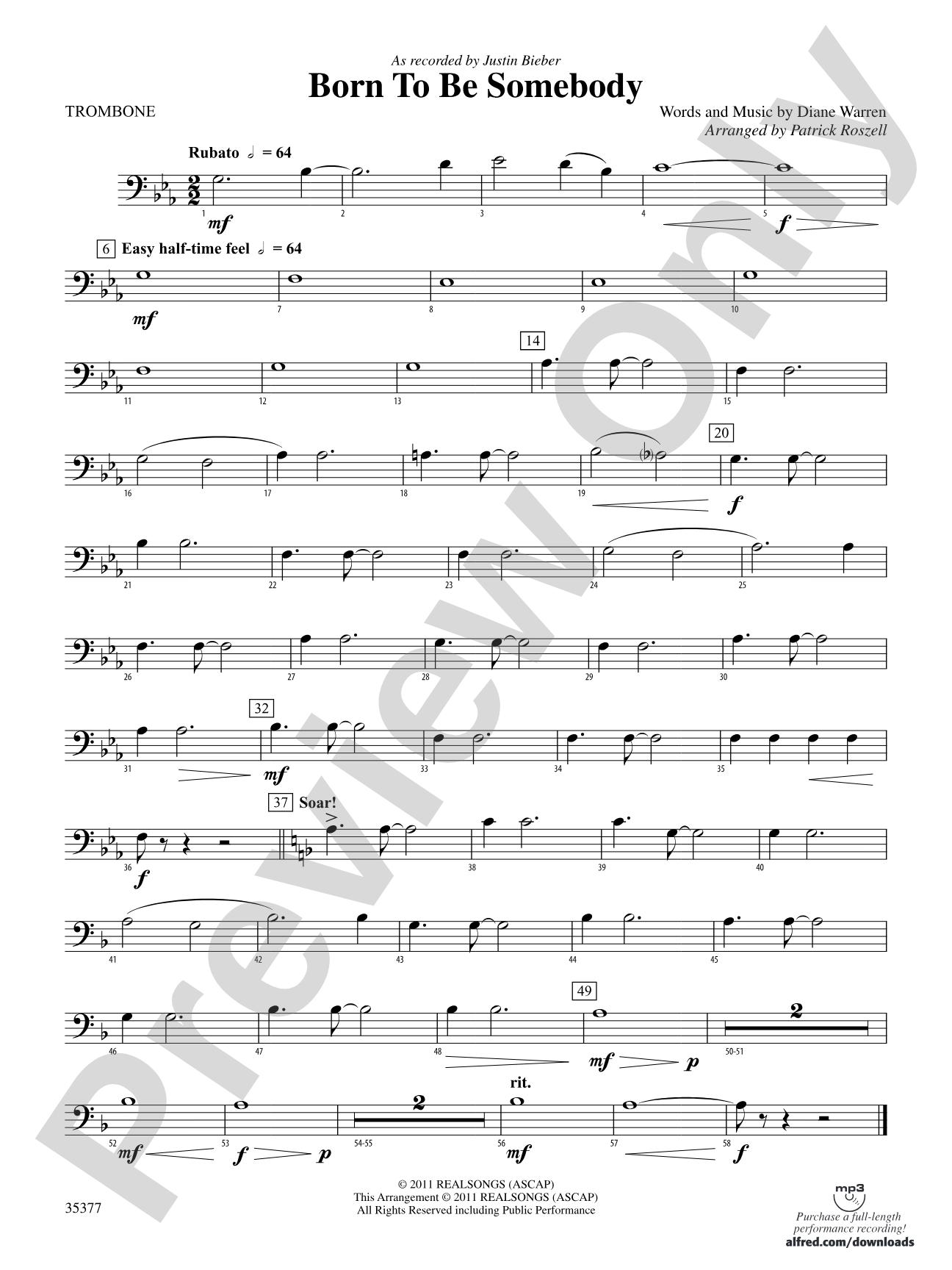 Born to be Somebody: 1st Trombone