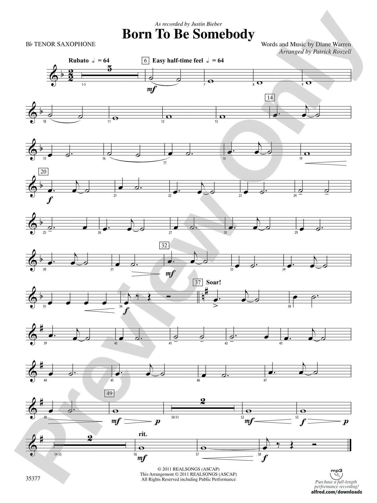 Born to be Somebody: B-flat Tenor Saxophone