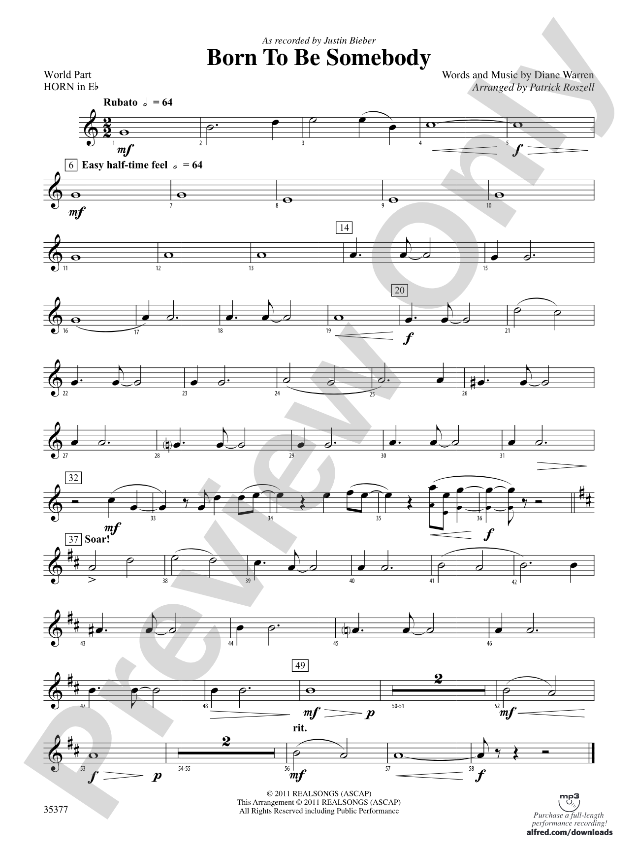 Born to be Somebody: (wp) 1st Horn in E-flat