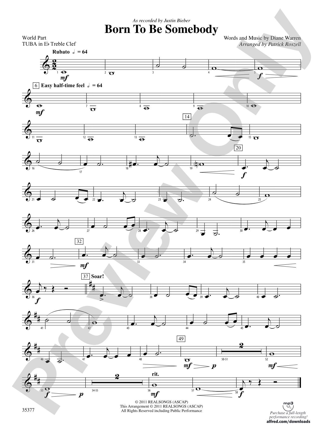 Born to be Somebody: (wp) E-flat Tuba T.C.