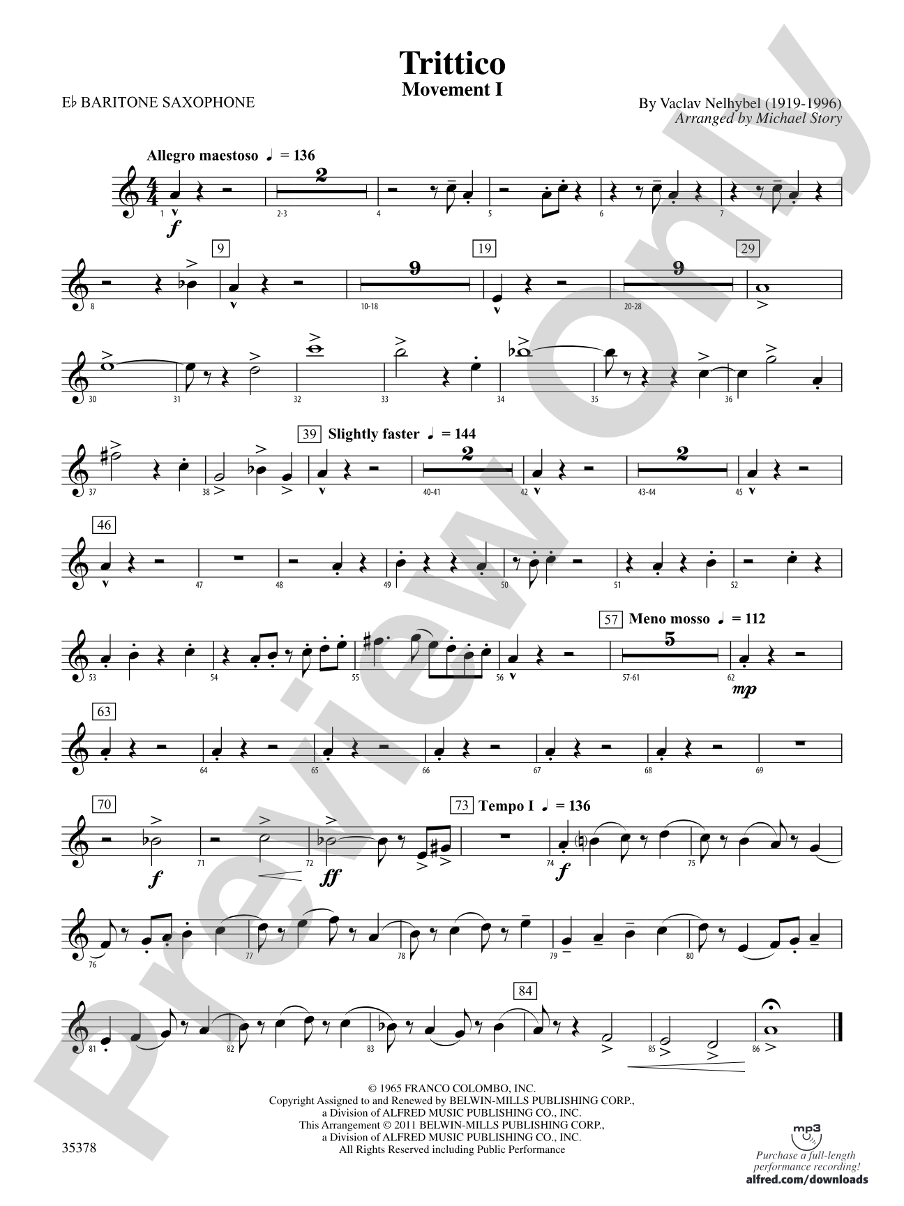 Trittico: E-flat Baritone Saxophone