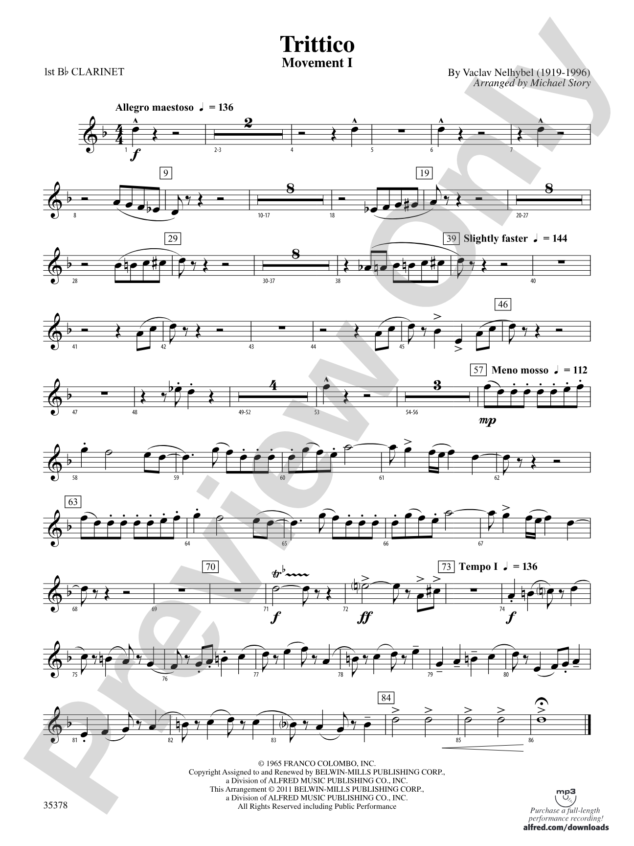 Trittico: 1st B-flat Clarinet
